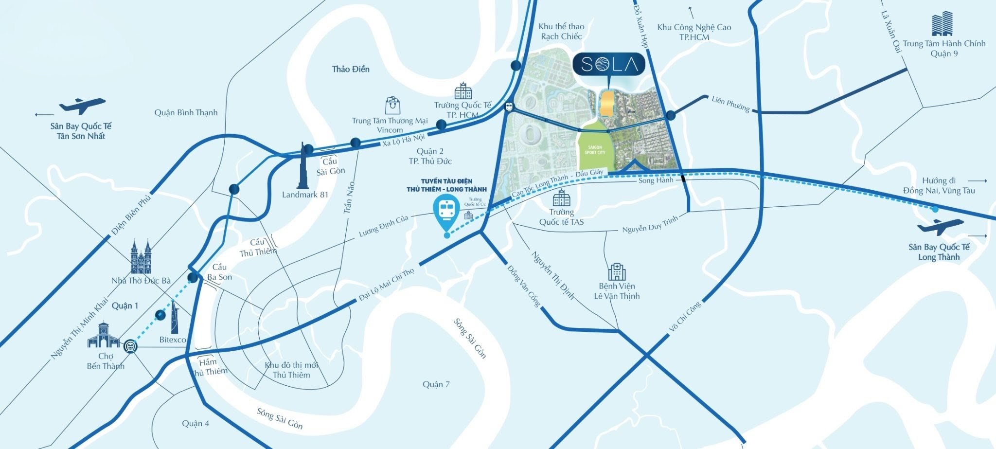 Sola - The Global City vị trí tại Đỗ Xuân Hợp, Bình trưng, Tp HCM.