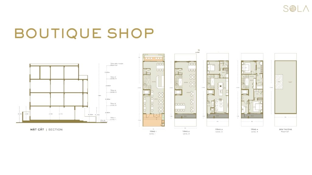 thiết kế boutique Shop bán đảo Sola