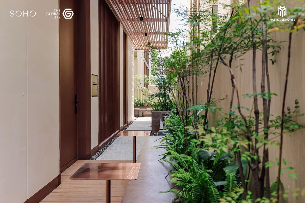 Phân khu Soho - The Global City với sân hông 2m thông thoáng và nghỉ ngơi sau 1 ngày làm việc.